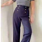 Vintage 90s Sailor Style Jumpsuit Navy White Nautical Wide Leg Size Sm/4 Blue Photo 2