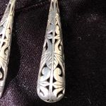 Silver Dangling Etched & Cutout Earrings Photo 3