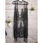Paparazzi Gray Lace Duster Tank Kimono Photo 3