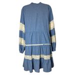 Johnny Was Laguna Pieced Blue Lace Trim Short Dress Large Photo 5