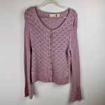 DKNY Womens Long Sleeved Buttoned Round Neck Cardigan Purple w/sparkle Sz L Photo 11