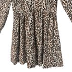 ZARA Leopard Print Mini Dress Womens S Brown Long Sleeve Statement Piece Photo 4