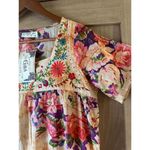 NWT Vintage Goa Square Neck Embroidered Floral Boho Top in Mango Women size Med Orange Photo 5