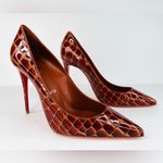 Christian Louboutin  Kate 100mm Croc Acajou Brown Embossed Leather Pumps EU 39 Photo 2