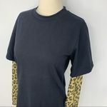 Goen.J Black Cheetah Print Long Sleeve Burnout Tee T Photo 2