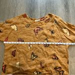 Viola Borghi Tan Butterfly Short Ruffle Sleeve 100% Linen Top Women’s Size M Size M Photo 4