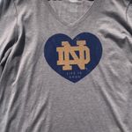 Life is Good Notre Dame Long Sleeve Gray V-Neck Tee Shirt Photo 4