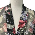 Victoria's Secret Vintage Victoria’s Secret Gold Label Black Green Semi-Sheer Short Kimono Robe OS Photo 2