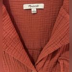 Madewell Lightspun Cotton Gauze Belted Safari Romper Weathered Brick Size Large Photo 7