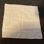 Vintage Hanky Linen Poly Blend W/Woven Work Details White Photo 5