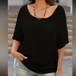 Women's Plus Solid Black Scoop Neck Short Sleeve Flowy Top Size 5X Photo 0