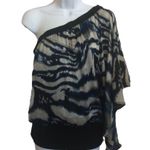 Bebe ‎ over the shoulder black blue gray top Photo 0