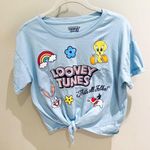 Looney Tunes Graphic T-Shirt Bugs Bunny Tweety Tie Front Blue M Photo 0