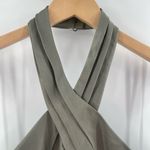 BHLDN  Dress Size 12 Satin Charmeuse Maxi Sage Green Ruby Twist Halter Long NWT Photo 11
