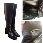 Donald Pliner Vintage‎  Y2K Black Leather Tall Boots Block Heel 7.5 Photo 4