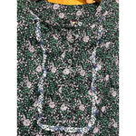 J.Crew Liberty Fabric Floral Ruffle Trim Blouse Long Sleeve Top Green Pink S Photo 1