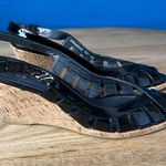 Stuart Weitzman  Black Patent Leather Wedge Sandal Low Heel Women’s Size 10.5 Photo 0