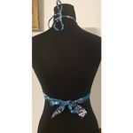 Wetseal Tie Bikini Top Blue‎ White Wood Beads Ring Center Size Large Y2K Beach Blue Photo 3