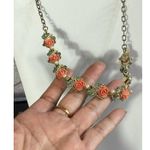 Vintage Celluloid Pink Lucite Rose Flower Gold Choker Coquette Necklace Pearls Photo 2