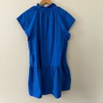 Avara Elaine Tiered Mini Dress Blue Ruffle Neck Poplin Cotton Bright Blue Sz XL Photo 7