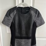 Karen Millen Wool Blend Herringbone Tweed Faux Leather Dress Size: US 8 UK 12 Photo 2