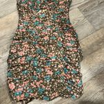 ASTR The Label NWT Green Floral Ibiza Floral Ruched Cutout Mini Dress Size S Photo 1