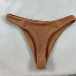 MD Mustard Brown Ribbed High Thigh Bikini Bottom Tan Size 6 Photo 0