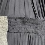 EXPRESS  Pleated‎ Dress Womens S Black Silky Satin Puffy Sleeve Smock Waist Flowy Photo 11