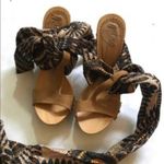 Mtng spectacular wood sandals cloth tie‎ heels 36 Size 5 Photo 5
