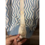 Qu Style Retro Funky Cardigan Sweater One Size Blue White Contemporary Modern Photo 3