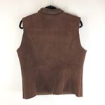 Lands' End Womens Vest Full Zip Faux Suede Sherpa Lined Pockets Brown M Photo 1