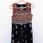 90s Positive Attitude Womens Dress Size 8P Black Rust Boho Tribal Fall Midi‎ Photo 2
