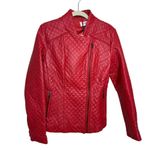 Neiman Marcus  Red Quilted Leather Jacket Sz. L Photo 1