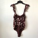 Free People  Take It Away Bodysuit Chocolate Merlot Floral S‎ Photo 6
