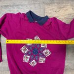 Hanes Vintage Magenta Pink Floral Granny Quilt  Crewneck Sweatshirt Women's Large Photo 5