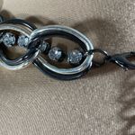 None Braided Choker Necklace Black Silver Rhinestone Chunky Statement Photo 3