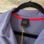 W5  Blue‎ Ribbed Collar Top Size Medium Photo 6