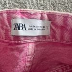 ZARA  Pink Jean Shorts Fringe Photo 2