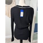 Women's White Black Lightweight Silk Mongolian Cashmere Cardigan Sweater M NWT Size M Photo 1