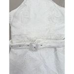 CIEBON Womens Dress Size L White Halter Patchwork Eyelet Belted Ruffle Hem Size L Photo 3