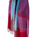 Pashmina  Wool Soft Colorful Scarf Shawl Pink Blue Cotton Candy Fairy Tassels Photo 0