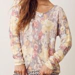 Free People  | Flower Bomb Scoop Neck Knit Sweater in Paste Cream/Lilac Sz Small Photo 0