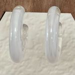 Clear Frosted Bubble Tube Hoop Earrings Photo 5