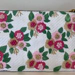 Lele Sadoughi Midnight Bouquet Floral Straw Embroidery Large Pouch Clutch Purse Photo 5