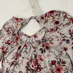 Daytrip  Floral V-Neck Long Sleeve Top Women’s Small Taupe/Red Cut Out Back Boho Photo 5