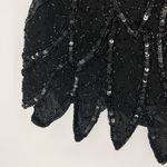 80’s Vintage Stenay Black Beaded Flapper Gatsby Zigzag Hem Short Sleeve Blouse Size L Photo 4