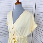 ZARA  Button Front Tie Waist Shirt‎ Dress Yellow XS Cap Sleeve Photo 6