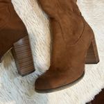 None Over the Knee High Heel Boots Brown Faux Suede Tie Back Women's Shoes 6.5 Photo 5