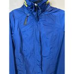 DKNY Y2K Blue Windbreaker Long Sleeve Zip Up Hooded Crop Rain Jacket Size Small Photo 2