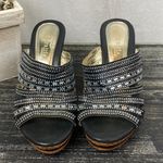 Patrizia Black & Silver Rhinestone Embellished Wedge Heel Shoes 8 41 Photo 1